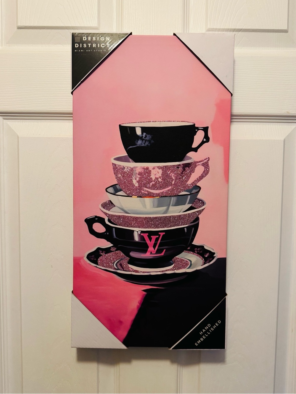 Design District LV Glitter Teacups Canvas Wall Art